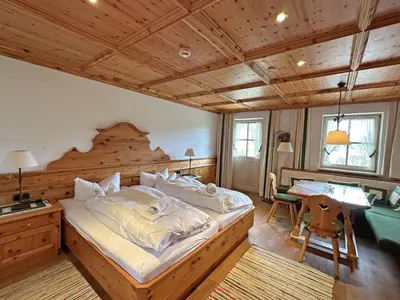 Ein Bett oder Betten in einem Zimmer der Unterkunft Gschwendtnerhof App8 Fuß