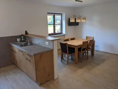 Küche/Küchenzeile in der Unterkunft Ferienwohnung MonSevi