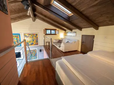 Ein Bett oder Betten in einem Zimmer der Unterkunft Kunst im Loft