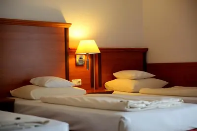 Ein Bett oder Betten in einem Zimmer der Unterkunft Hotel Meridian ***superior
