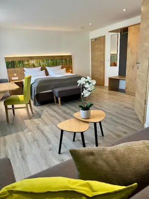 Ein Bett oder Betten in einem Zimmer der Unterkunft Landgasthof Linden