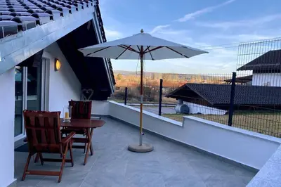 Ein Balkon oder eine Terrasse in der Unterkunft Ferienwohnung Stang