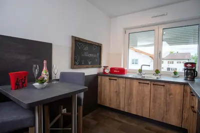 Küche/Küchenzeile in der Unterkunft Ferienwohnung FühlDichWohl