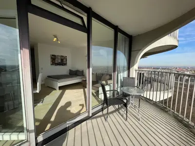 Ein Balkon oder eine Terrasse in der Unterkunft Hotelturm Wohnung