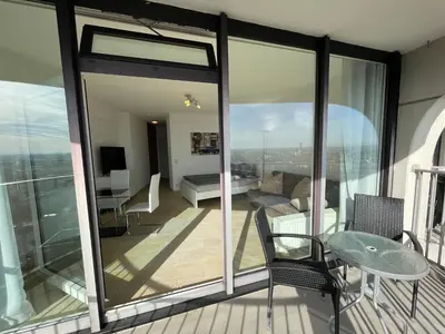 Ein Balkon oder eine Terrasse in der Unterkunft Hotelturm Wohnung