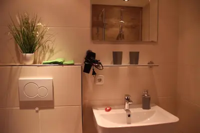 Ein Badezimmer in der Unterkunft Zauberhaftes Gästehaus/Ferienwohnung Am Tiefenbach