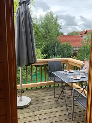 Ein Balkon oder eine Terrasse in der Unterkunft Ferienwohnung Landsberg am Lech