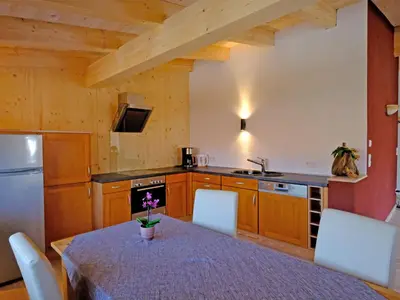 Küche/Küchenzeile in der Unterkunft Ferienwohnung Schöpf