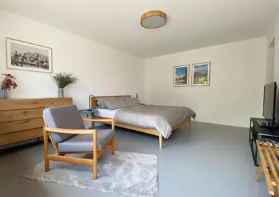 TV/Unterhaltungsangebot in der Unterkunft Stilvolles Apartment mit Bergblick-Hütte und Garten