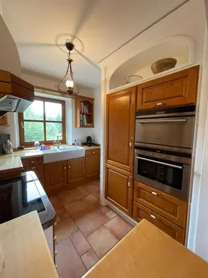 Küche/Küchenzeile in der Unterkunft Ferienwohnung mit Herz Seebruck am Chiemsee