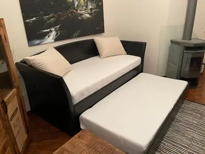 Ein Sitzbereich in der Unterkunft TopLoft im Ilmtal