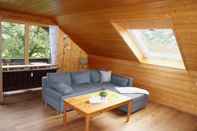 Ein Sitzbereich in der Unterkunft Ferienwohnung Weber