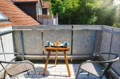 Ein Balkon oder eine Terrasse in der Unterkunft Apartment Bavaria - Zentral mit Stellplatz, Küche & Netflix