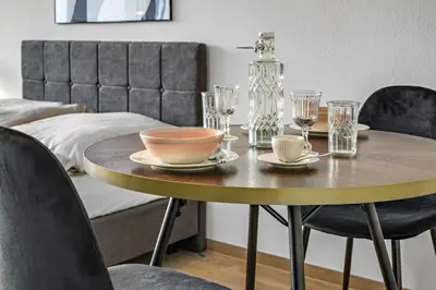 Ein Sitzbereich in der Unterkunft Studio Augsburg-Altstadt
