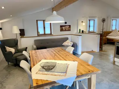 Ein Sitzbereich in der Unterkunft Chalet Hochgern