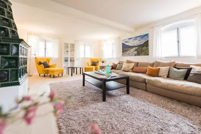 Ein Sitzbereich in der Unterkunft Ferienhaus BERGEBLICK DELUXE