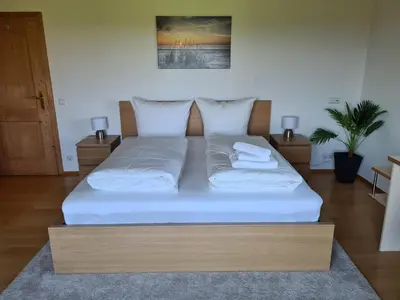 Ein Bett oder Betten in einem Zimmer der Unterkunft Schönes Ferienhaus am Herrenberg