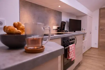 Küche/Küchenzeile in der Unterkunft Ferienwohnung Zum Wiesle
