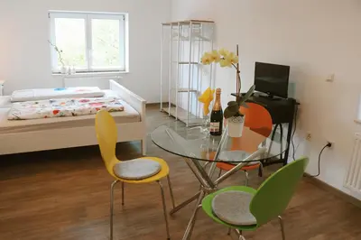 Ein Bett oder Betten in einem Zimmer der Unterkunft Helles Apartment für 1-2 Pers. mit Parkplatz und WiFi