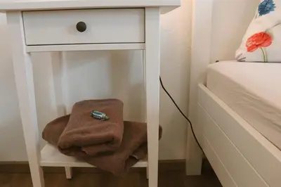 Ein Bett oder Betten in einem Zimmer der Unterkunft Helles Apartment für 1-2 Pers. mit Parkplatz und WiFi