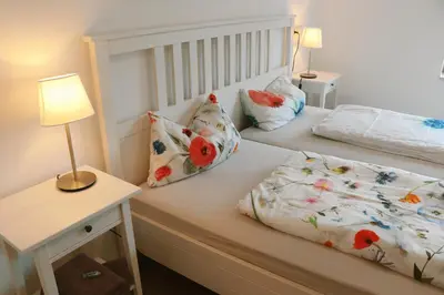 Ein Bett oder Betten in einem Zimmer der Unterkunft Helles Apartment für 1-2 Pers. mit Parkplatz und WiFi