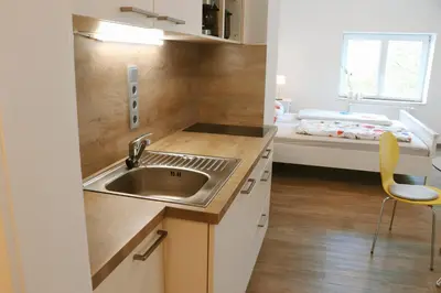 Ein Bett oder Betten in einem Zimmer der Unterkunft Helles Apartment für 1-2 Pers. mit Parkplatz und WiFi