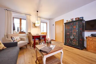 Ein Sitzbereich in der Unterkunft Ferienwohnung Wank