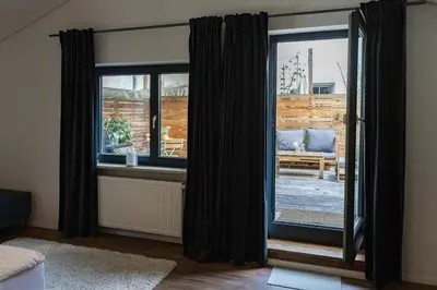 Ein Sitzbereich in der Unterkunft Klimaneutrales Ferienhaus am idyllischen Ammersee