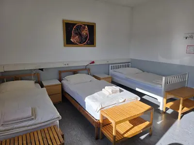 Ein Bett oder Betten in einem Zimmer der Unterkunft Pension Messe