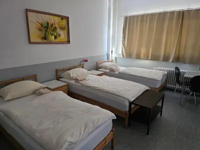 Ein Bett oder Betten in einem Zimmer der Unterkunft Pension Messe