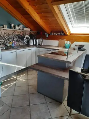 Küche/Küchenzeile in der Unterkunft Ferienwohnung in Lechbruck am See im schönen Allgäu, nahe Füssen nur 300 m vom See