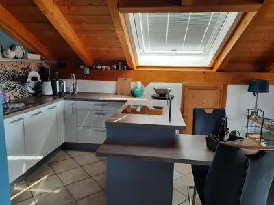 Küche/Küchenzeile in der Unterkunft Ferienwohnung in Lechbruck am See im schönen Allgäu, nahe Füssen nur 300 m vom See