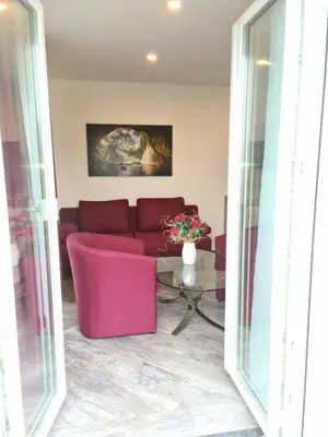 Ein Sitzbereich in der Unterkunft Apartment Gästehaus Staudenschloß