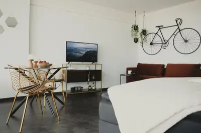 TV/Unterhaltungsangebot in der Unterkunft Hohes Apartment mit Weitblick über Augsburg
