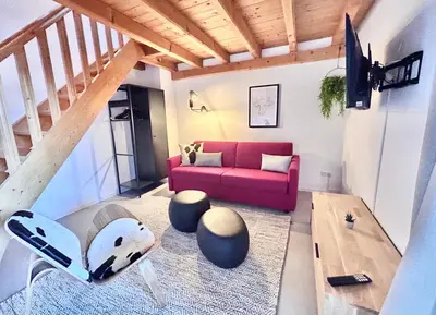 Ein Sitzbereich in der Unterkunft Ferienwohnung 