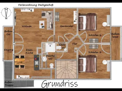 Grundriss der Unterkunft Beste Zeit Ferienwohnung