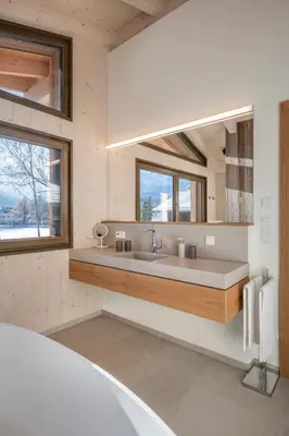 Ein Badezimmer in der Unterkunft Riverside Chalet Dreitorspitz