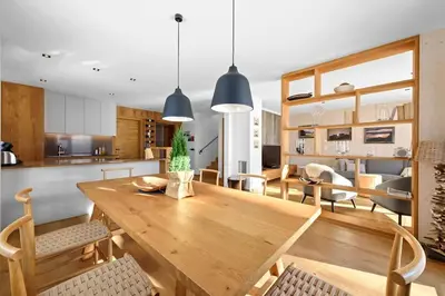Küche/Küchenzeile in der Unterkunft Riverside Chalet Alpspitze