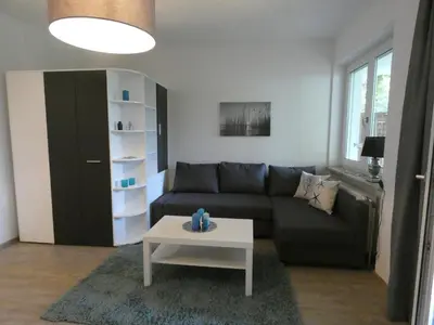 Ein Sitzbereich in der Unterkunft Gartenwohnung JULIANA Gstadt LÄUFERs CHIEMSEE HOLIDAY HOME