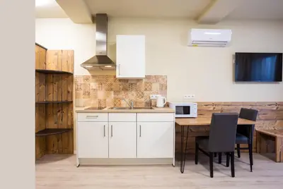 Küche/Küchenzeile in der Unterkunft Gästehaus - Boardinghouse Magnetsried