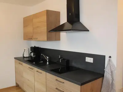 Küche/Küchenzeile in der Unterkunft Ferienwohnung an der Jodquelle