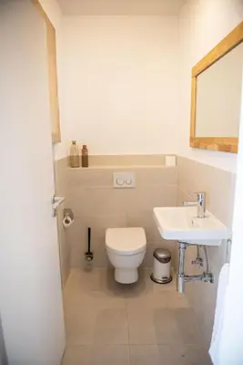 Ein Badezimmer in der Unterkunft Ferienhaus Seehof mit Sauna & offenem Kamin