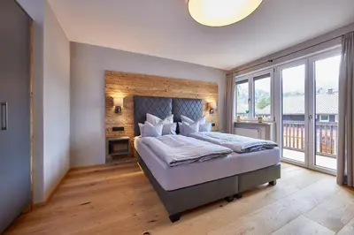 Ein Bett oder Betten in einem Zimmer der Unterkunft Ferienwohnung Reintal mit Sauna für 2-6 Personen 110 qm