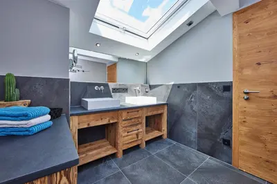Ein Badezimmer in der Unterkunft Ferienwohnung Reintal mit Sauna für 2-6 Personen 110 qm