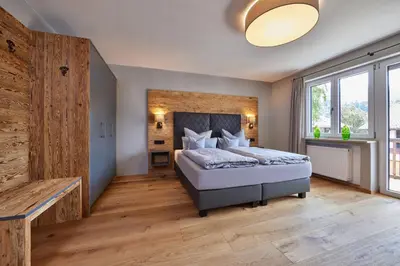 Ein Bett oder Betten in einem Zimmer der Unterkunft Ferienwohnung Reintal mit Sauna für 2-6 Personen 110 qm