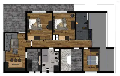 Grundriss der Unterkunft Ferienwohnung Reintal mit Sauna für 2-6 Personen 110 qm