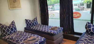 Ein Sitzbereich in der Unterkunft Positano Apartments