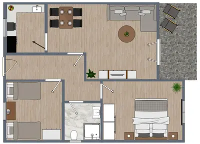 Grundriss der Unterkunft Ferienhaus Nr 16, Typ C, Feriendorf Hochbergle, Allgäu