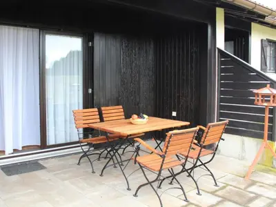 Ein Balkon oder eine Terrasse in der Unterkunft Ferienhaus Nr 110, Typ A, Feriendorf Hochbergle, Allgäu