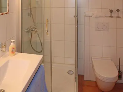 Ein Badezimmer in der Unterkunft Ferienhaus Nr 110, Typ A, Feriendorf Hochbergle, Allgäu